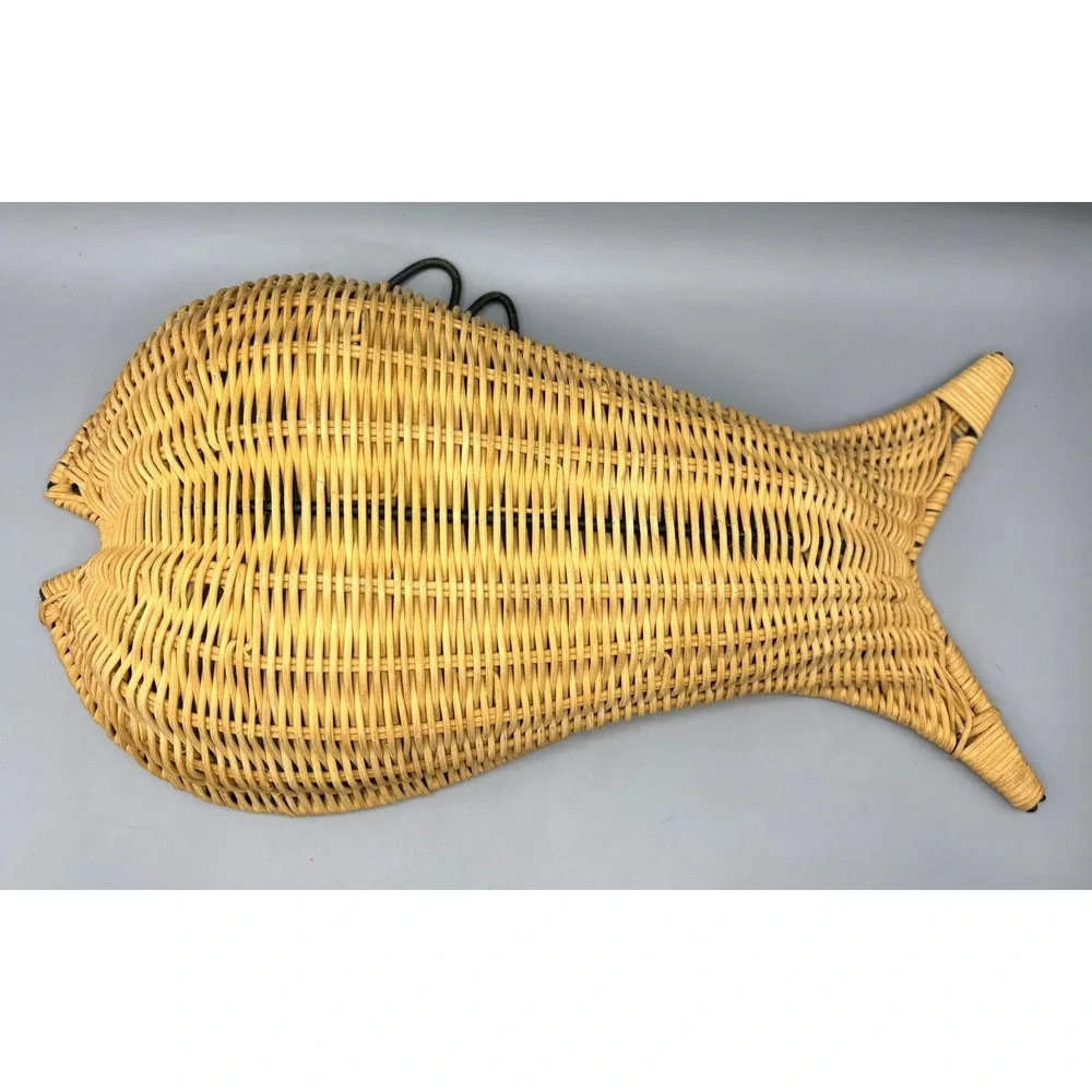 Wicker Fish Basket Woven Rattan Nautical Beach‎ Coastal Decor
